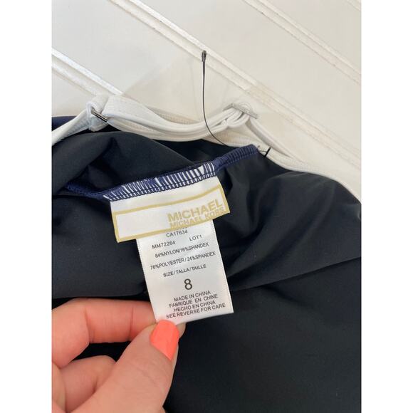 NWOT Michael Kors One Piece Bathing Suit Navy Blue Padded 1 PC Swimsuit Size S - Picture 4 of 7